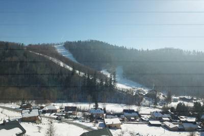 Letecký pohľad na lyžiarsky svah., CHALET Martuška, Levoča