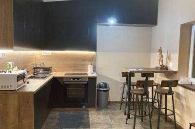 Kuchyňa s jedálenským sedením, Apartmány Bučina, Oravská Lesná