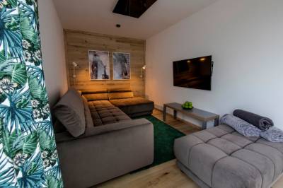 Obývačka s gaučom a LCD TV, Apartmán Bojnice, Bojnice