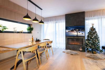 Jedáleň pri krbe, Apartmanica Chalet 5B, Donovaly