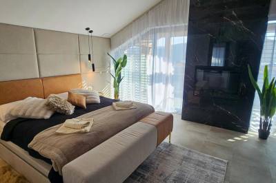 Spálňa s manželskou posteľou, Apartmanica Chalet 5A, Donovaly