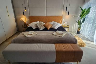 Spálňa s manželskou posteľou, Apartmanica Chalet 5A, Donovaly