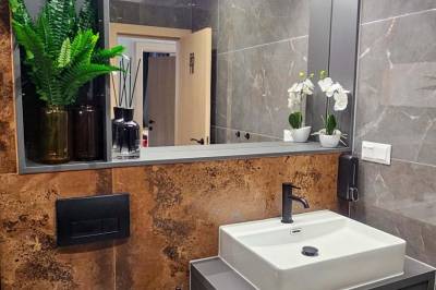 Kúpeľňa so sprchovacím kútom a WC, Apartmanica Chalet 5A, Donovaly