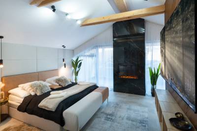 Spálňa s manželskou posteľou, Apartmanica Chalet 5A, Donovaly