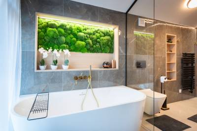 Kúpeľňa s vaňou a WC, Apartmanica Chalet 5A, Donovaly