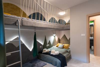 Spálňa s manželskou posteľou, Apartmanica Chalet 5A, Donovaly