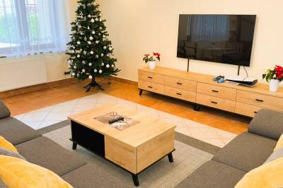 Obývačka na Vianoce, Dovolenkový Dom Lutra Montana Pieniny***, Reľov