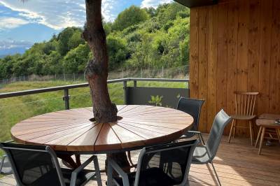 Terasa so sedením, Chata Dorotka na sosne, Nová Ľubovňa