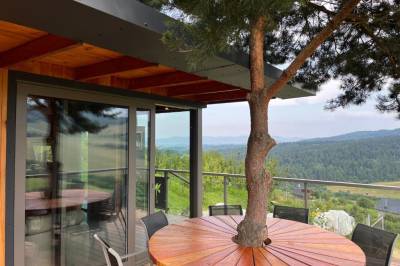 Terasa so sedením, Chata Dorotka na sosne, Nová Ľubovňa