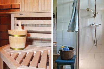 Sauna a kúpeľňa so sprchovacím kútom, Chalúpka • The Cottage, Jedľové Kostoľany