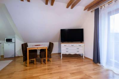 Smart TV v obývačke, Apartmanica Tále 4C, Bystrá