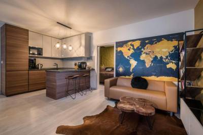 Obývačka prepojená s kuchyňou, Apartmanica Triangel 103, Donovaly