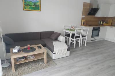 Kuchyňa s jedálenským sedením prepojená s obývačkou, APARTMÁN ČAMBOR - na skok do prírody a mesta, Stupava