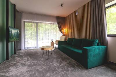 Apartmán Malinô Hrabovo 2 - Obývačka s gaučom, Malinô Apartments - Chalets in Ski &amp; Bike Park, Ružomberok